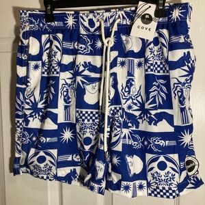 Cove Nautica Blue and White Patterned Swim Shorts new with tags men’s XL